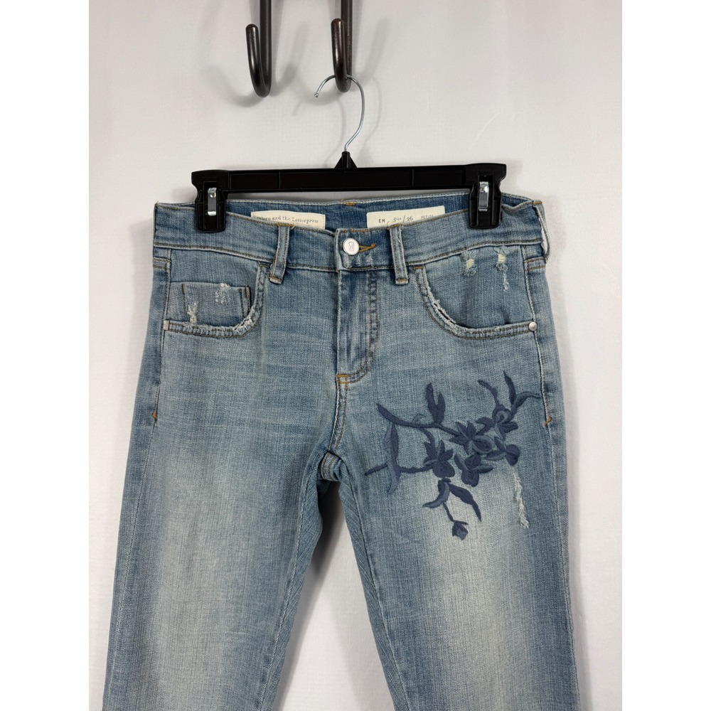 Pilcro and the Letterpress Jeans Women‎ 26 Petite (Fits 28) Floral Embroidered